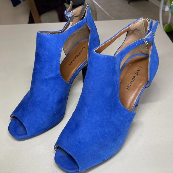 Lane Bryant Jenna Peep Toe Sling Back Heels Vibrant Blue Womens Size 9W Zip back - Picture 2 of 9